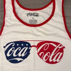 Coca-Cola White Tank with Red and Blue Avaiator Sunglasses Logo - never worn